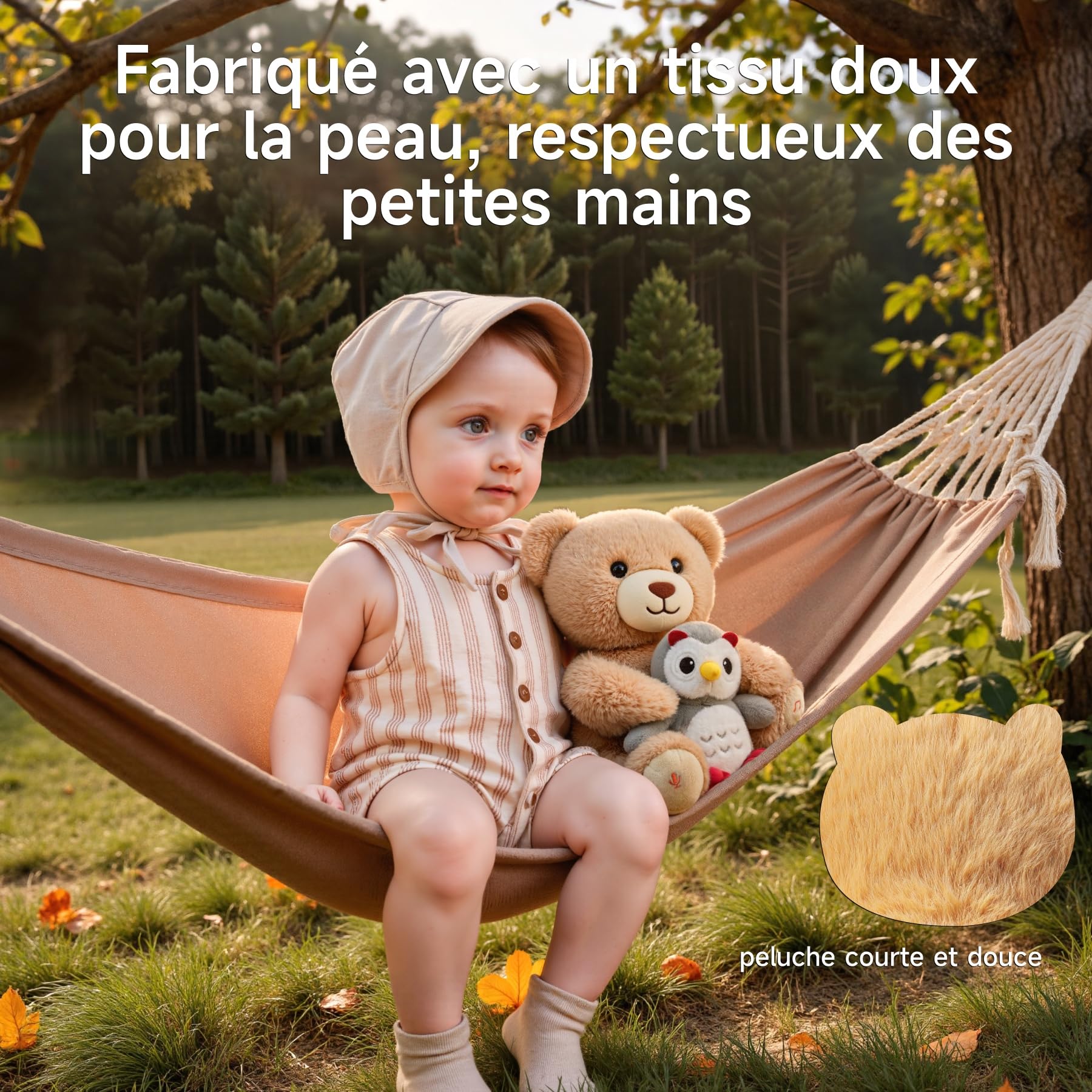 Ours en Peluche Musicale avec Hibou, Nounours Interactive Parlant, Jouet en Peluche Qui Enregistre et Répète, Cadeau pour Bébé Fille Garçon