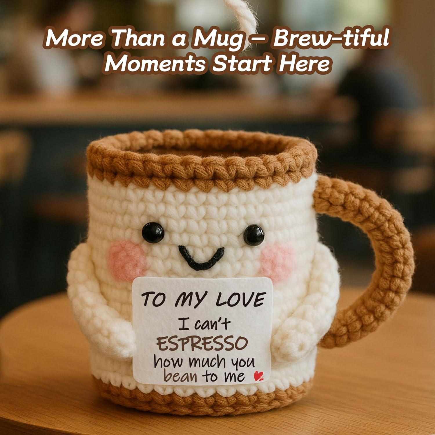 Positive Crochet Coffee Mug - Inspirational Gifts for Coffee Lovers - Motivational Office Desk Decor for Coworkers, Employee Appreciation - Thinking of You Gifts for Friends (LOVE) - Image 6