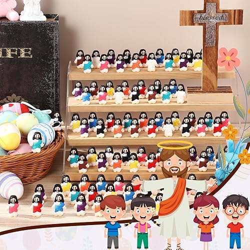Vista 36 de Bememo 50 mini figuras de Jesús de diseño original, juguetes de Jesús, pequeñas figuras para esconderse y buscar escuela dominical religiosa fiesta