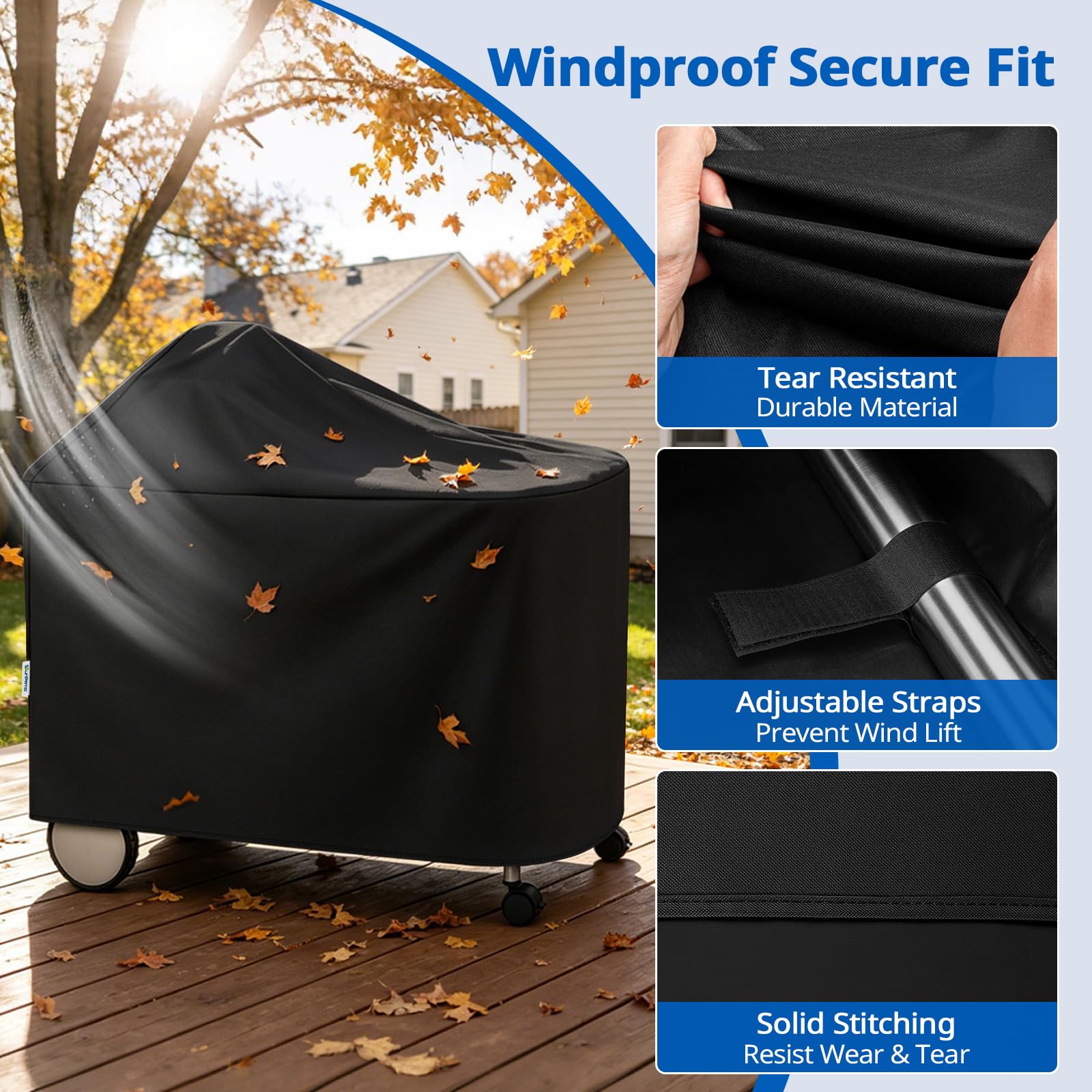 Sunpatio Cubierta impermeable para parrilla de exterior, resistente al agua, para Weber Performer Premium y Deluxe de 55,88 cm, resistente a los rayos UV, protección contra todo tipo de clima,