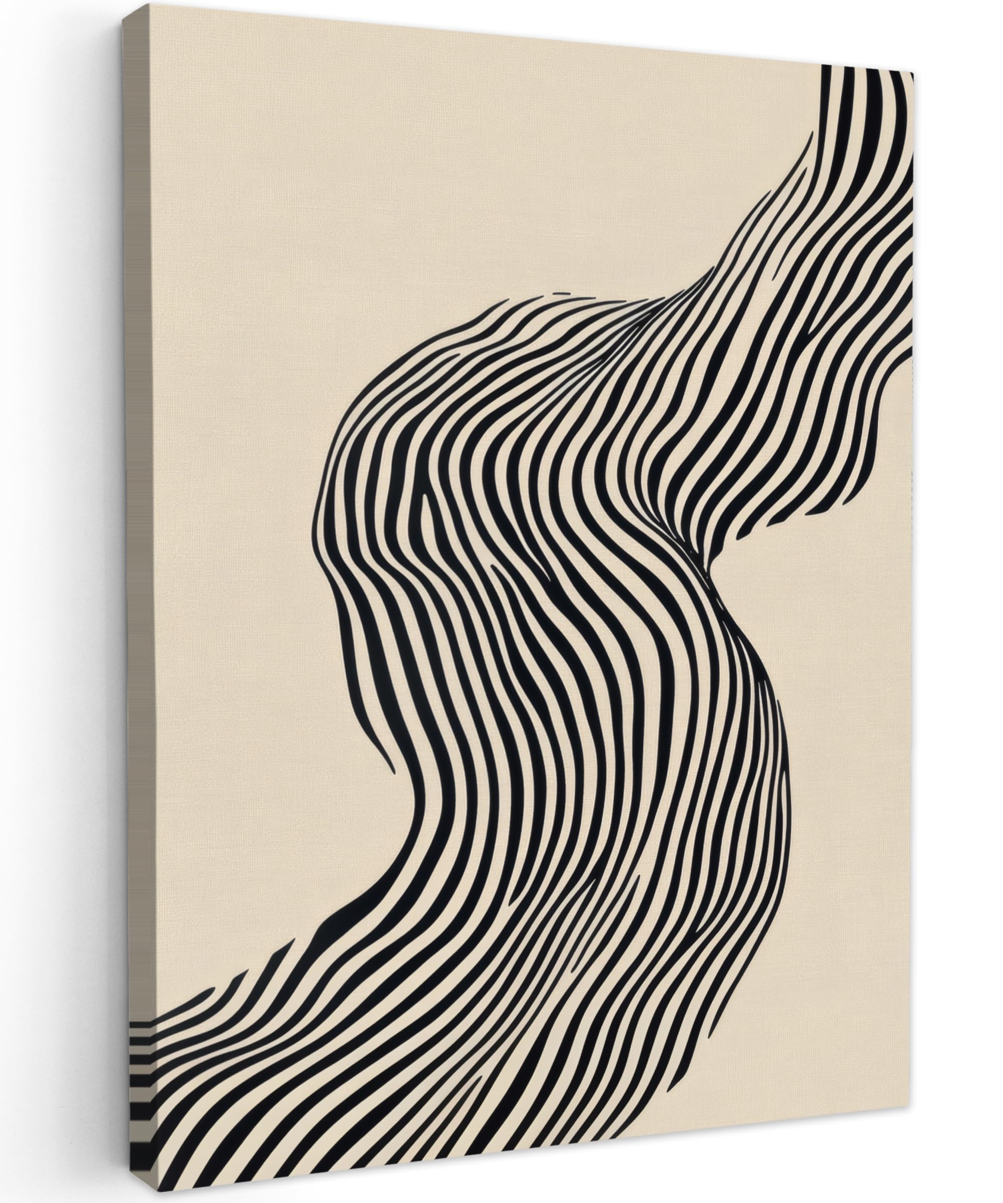 MuchoWow© Canvas Wall Art 12"x16" / 30x40 cm Decor Paintings Prints framed on Canvas Decorations Wallart Wavy - Lines - Abstract - Silhouette