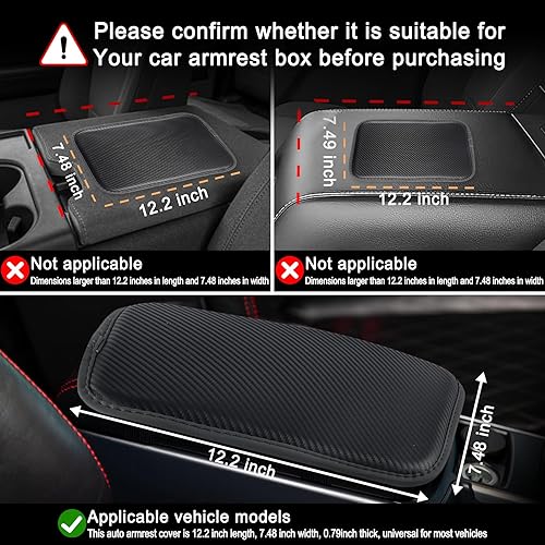 Miniatura 7 de Amiss Almohadilla para consola central de automóvil, funda universal impermeable para caja de asiento de reposabrazos de automóvil, accesorios para