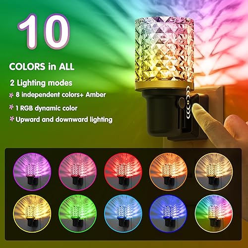 Miniatura 10 de L LOHAS LED Luz nocturna, paquete de 2 luces nocturnas regulables enchufables a la pared, luz nocturna RGB que cambia de color con sensor de luz