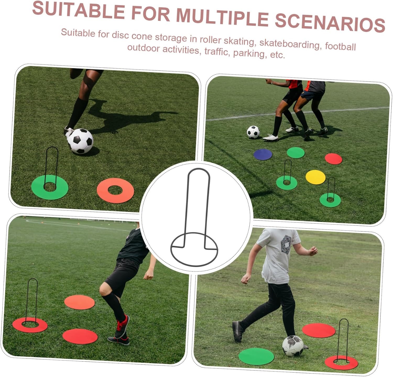 Handheld Metal Soccer Cone Holder Portable Football Training Disc Stand for Discs Base Plates for Sports Parks Training Fields and More
