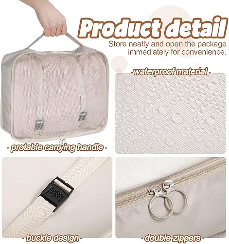 Miniatura 5 de Juego de 16 cubos organizadores de equipaje, bolsas organizadoras de equipaje para maletas de viaje, cubos de equipaje con bolsa de aseo y bolsa