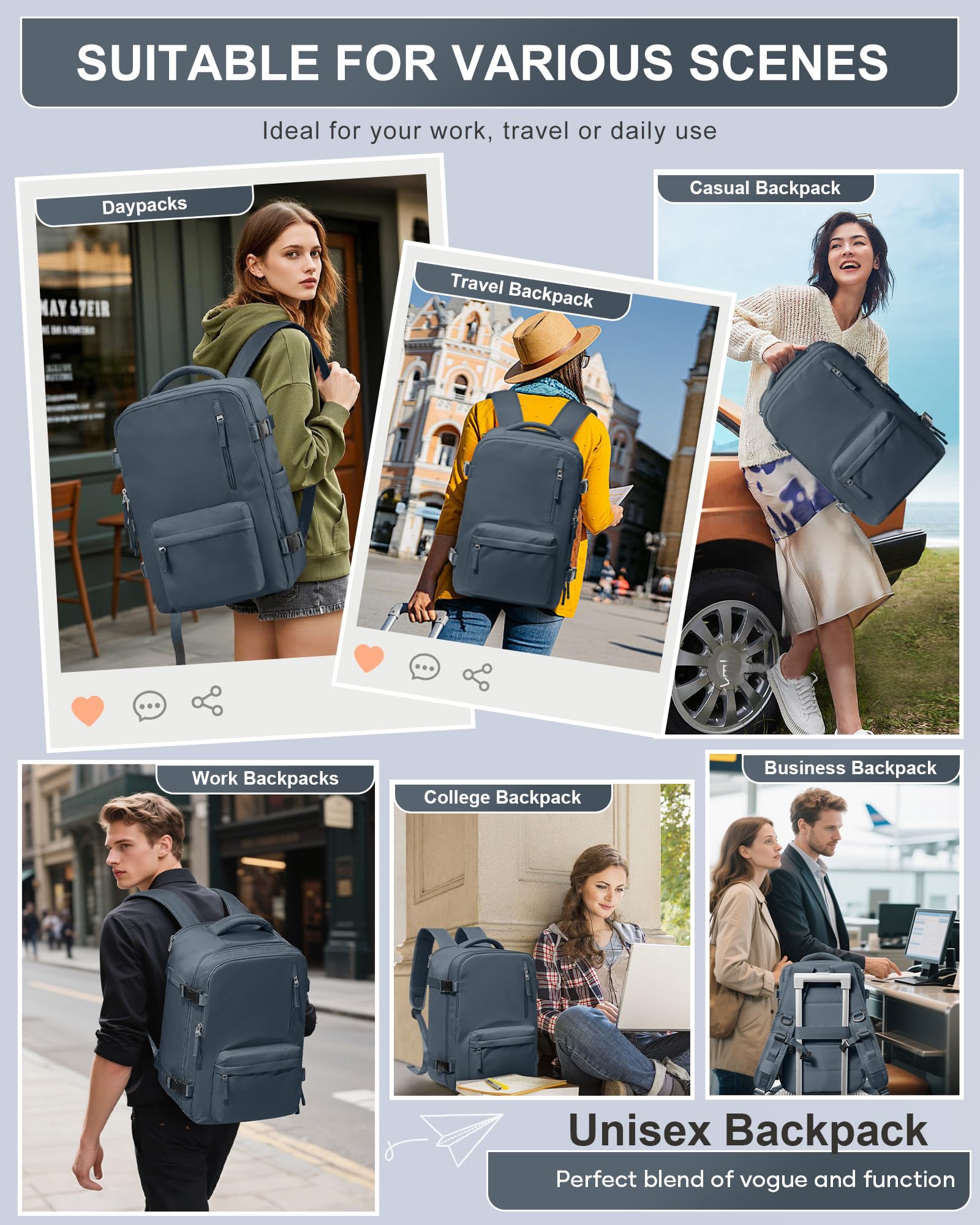 BJLFS Zaino Ryanair 40x30x20 Sottovuoto con Pompa Zaino da Viaggio Ryanair 40x20x25 Borse da Cabina per Wizzair Bagaglio a mano Easyjet Sottovuoto Zaino Casual per Laptop 14 Pollici