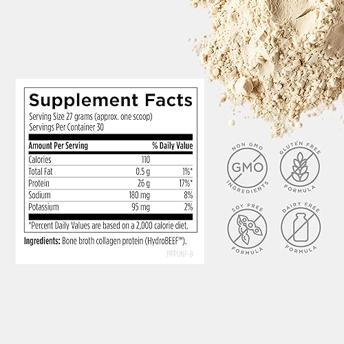 Vista 12 de Proteína PurePaleo vainilla de Designs For Health 0.74 oz de HydroBEEF altamente concentrado, caldo de hueso, polvo proteínico, 28.6 oz