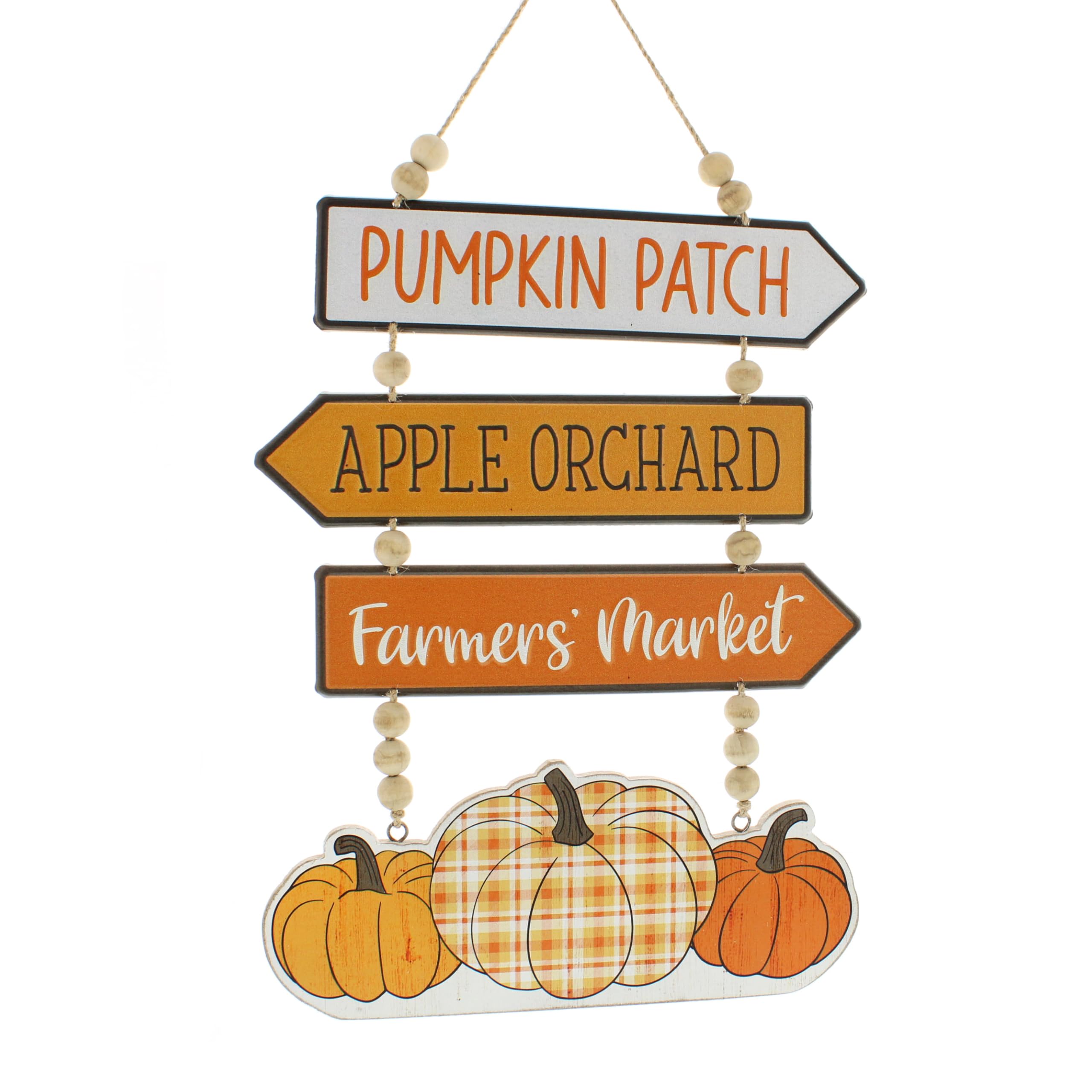 Festive Productions Orange/White Metal Hanging Pumpkin Signs - Pumpkin Patch/Apple Orchard/Farmer's Market - X 23Cm - Halloween Decoration Autumn Pumpkin Themed Décor Autumnal 40Cm