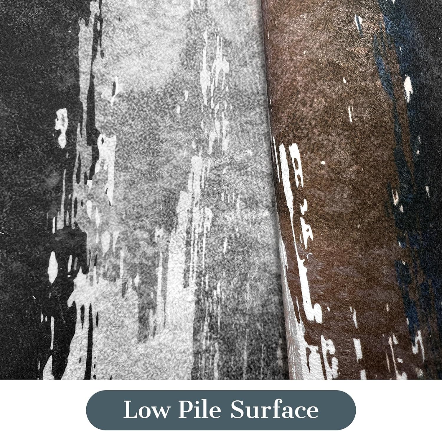 Modern Abstract 2x6 Runner Rug with Non-Slip Backing, Washable Soft Low Pile Runner Rugs for Hallway Kitchen Bedroom Entryway Laundry, Blue Grey