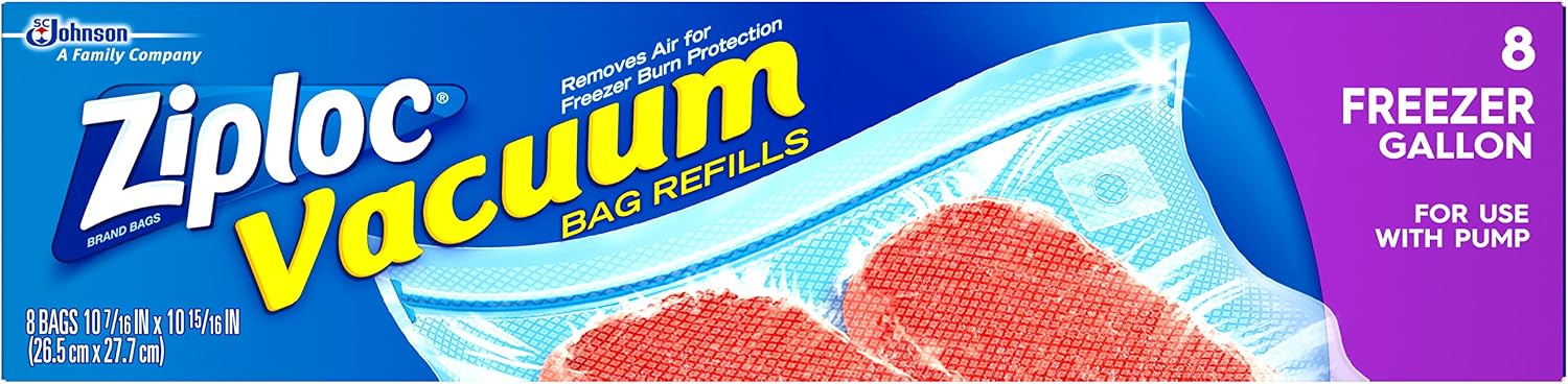 Ziploc Vacuum Bags, Gallon, 8-Count - 10. 7/16 IN X 10. 15/16 IN(Pack of 3)
