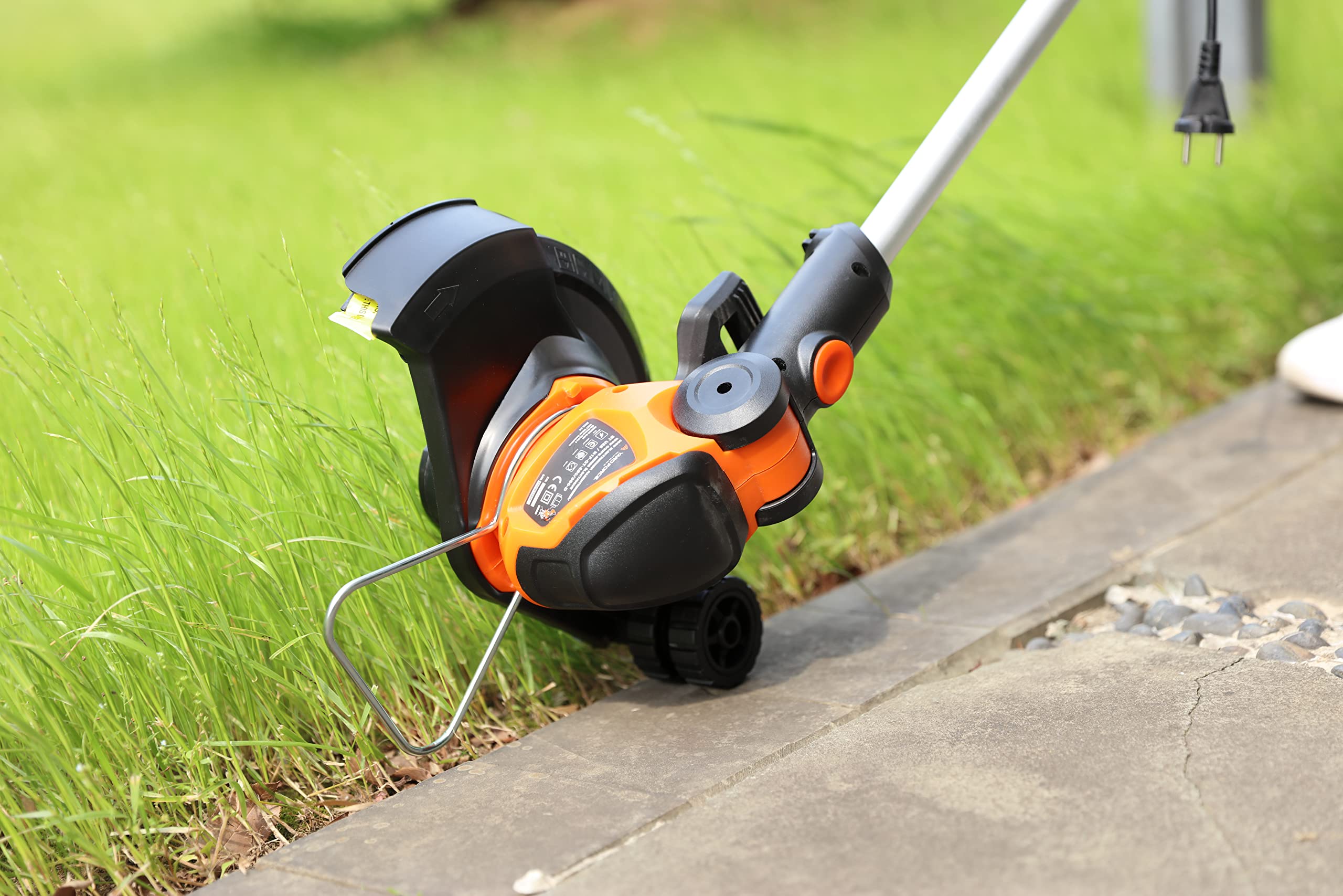 Yard Force Desbrozadora eléctrica ET U25, Potencia del Motor de 350 W, Ancho de Corte de 25 cm, Cabezal Ajustable, Mango telescópico y alimentación automática de Hilos