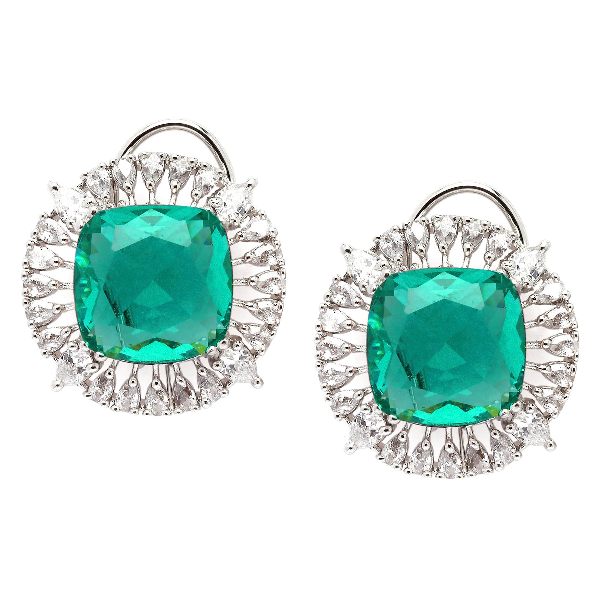 Rhodium-Plated American Diamond Stud Earrings