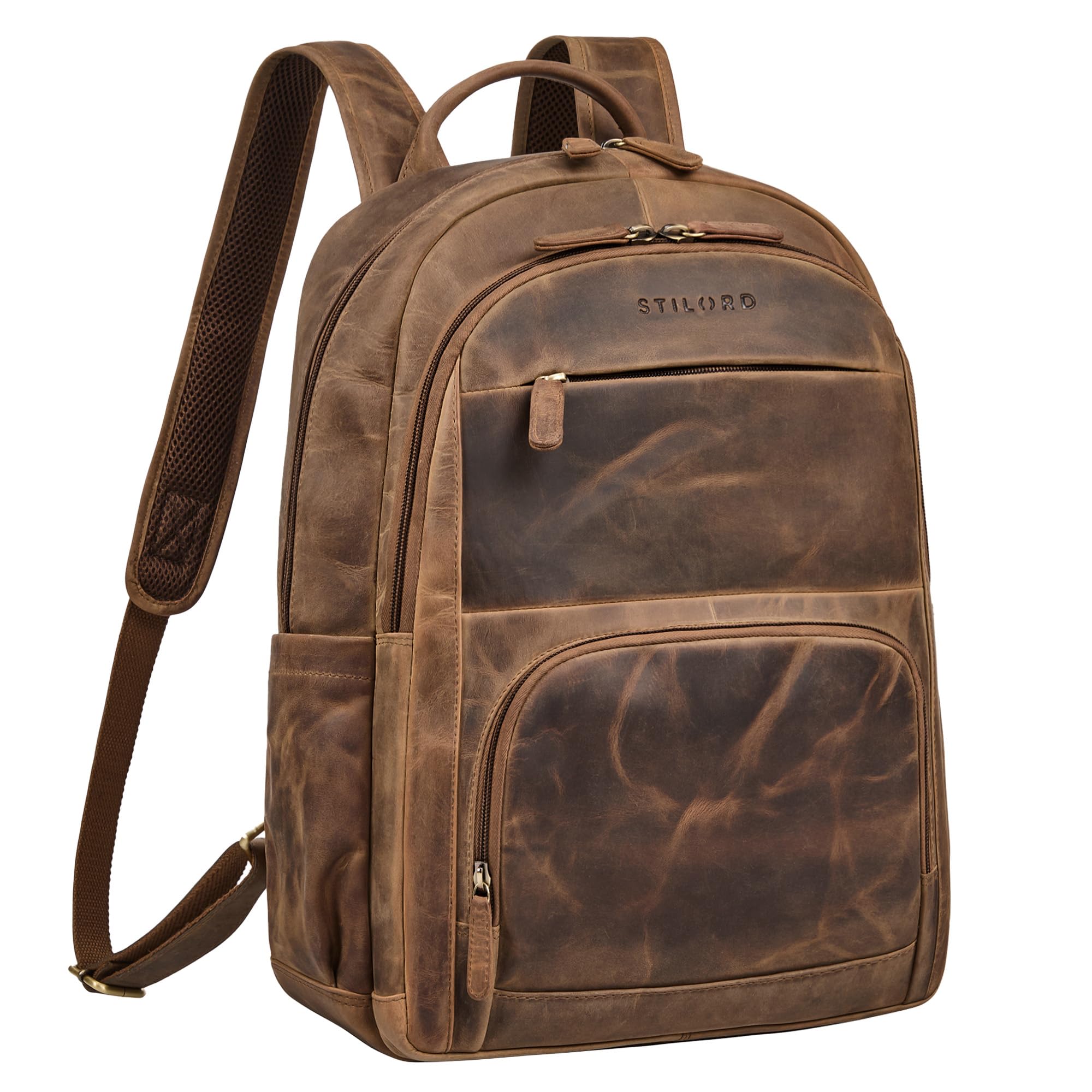 STILORD Ramiro Rucksack – Business Rucksack aus Echtleder mit Laptopfach 15,6 Zoll