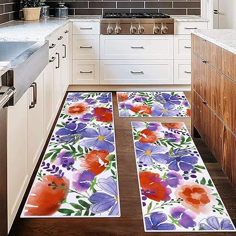 Ileading Floral Kitchen Rug Set Adds a Touch of Spring to Your Decor