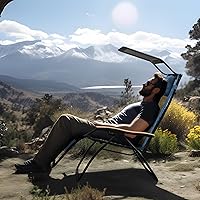 Vista 7 de Zero Gravity - Silla reclinable plegable para exteriores, patio, césped, silla de descanso ajustable con toldo y reposacabezas, bandeja lateral