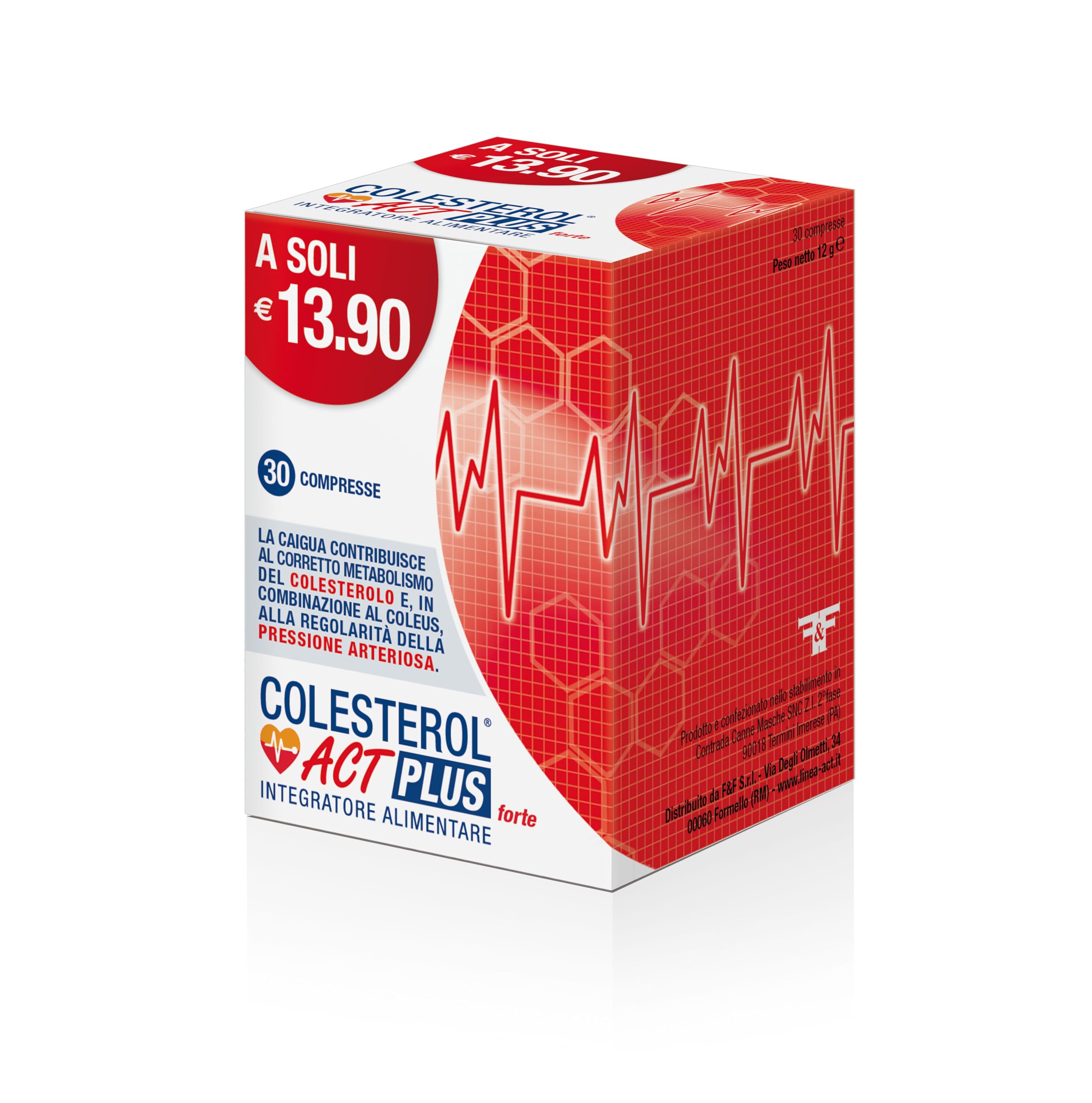 Colesterol Act Plus Forte, Integratore Alimentare che Aiuta a Mantenere i livelli Normali di Colesterolo nel Sangue, a base di Caigua, Guggul e Coleus, Confezione Bipacco da 60 Compresse