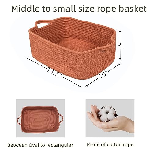 Miniatura 3 de Cesta de almacenamiento de cuerda de algodón tejida con asas para estantes, armario, gato, perro, canasta de juguete poco profunda, cesta