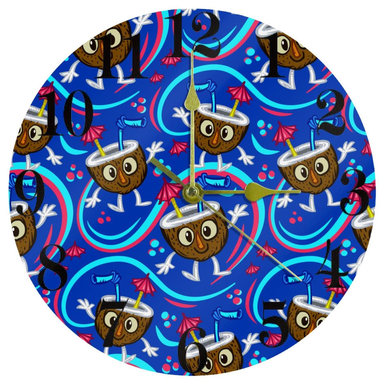 Horloge murale ronde à quartz de 25,4 cm silencieuse et à piles couleur bleu foncé