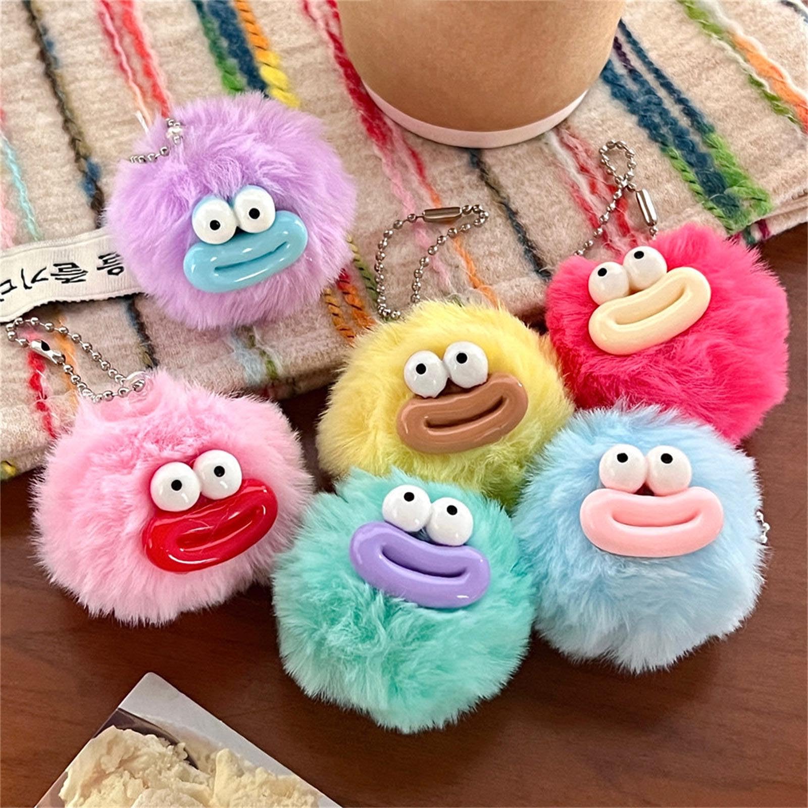 Amazon.com: jiahesuw Cartoon Sausage Mouth Furry Balls Keychain