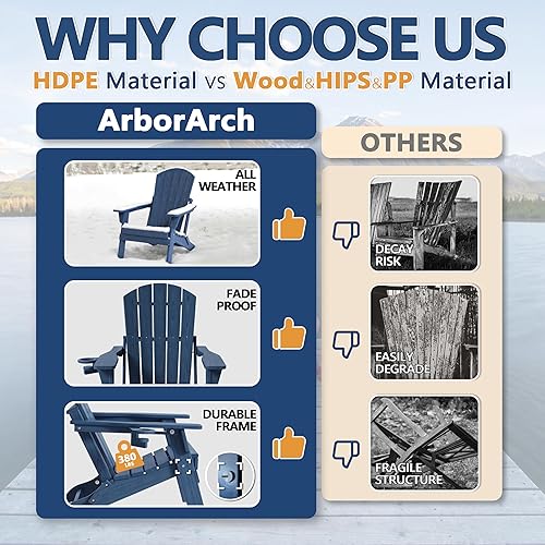 Miniatura 9 de Juego de 2 sillas plegables Adirondack con soporte para tazas, sillas de plástico HDPE resistentes a todo tipo de clima, sillas de patio al aire