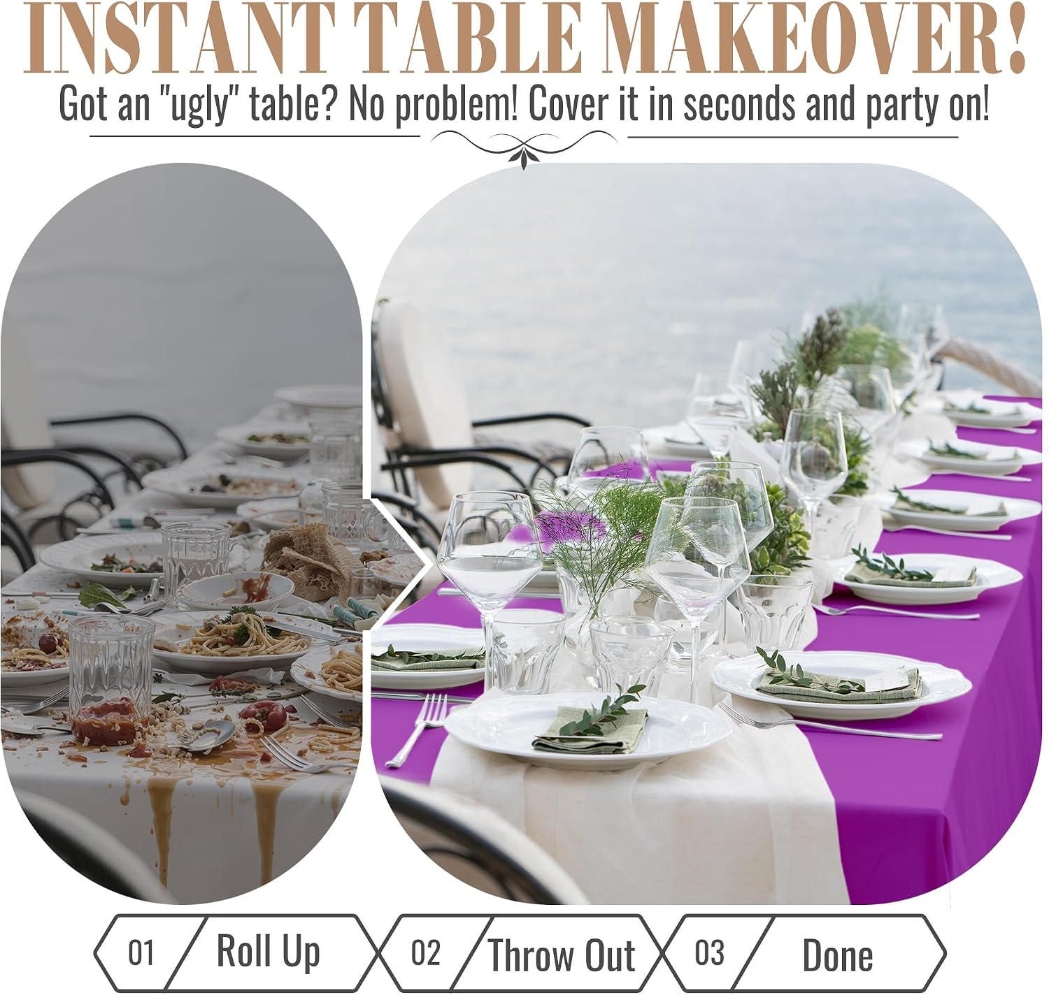 Plastic Table Cloth Disposable, 54In X 300Ft Table Cover Roll image 3