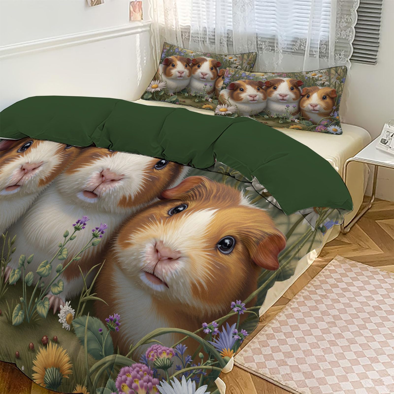 Housse de couette 200x200 cochon d'inde hypoallergénique à fermeture