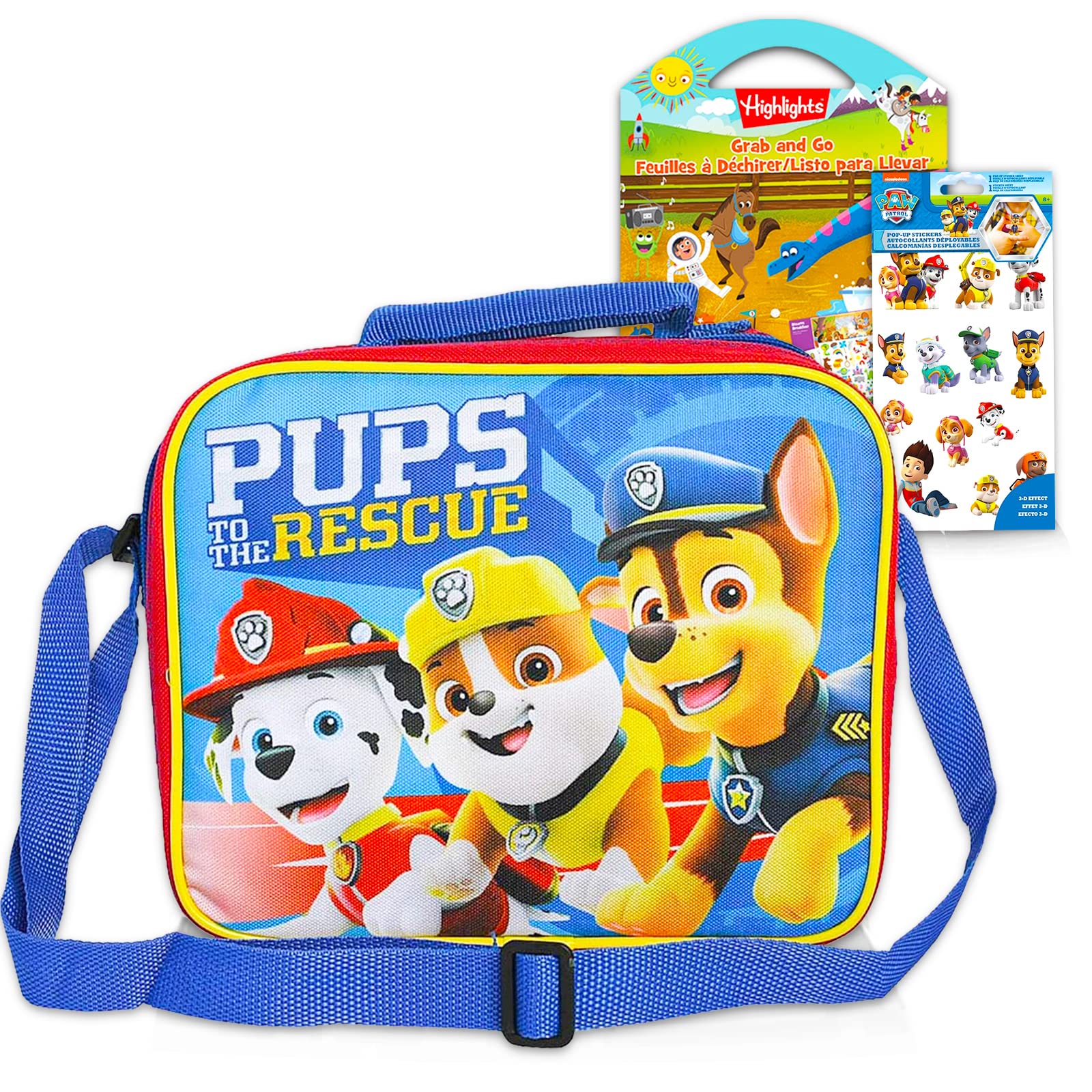 Nick Shop Paw Patrol Lunch Bag Set for Kids - Bundle with Paw Patrol Insulated Lunch Bag, Stickers and Highlights Grab and Go Activity Book (Paw Patrol School Supplies)