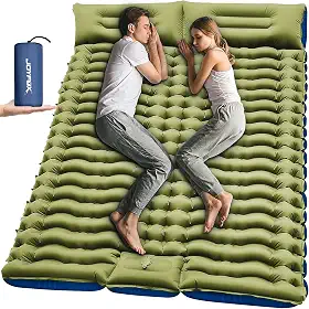 JOYFOX Colchão Inflável para Camping Joyfox 2 Pessoas com Almofada Integrada - Super Resistente, Compacto e Ultraligeiro - 203x136x10 cm