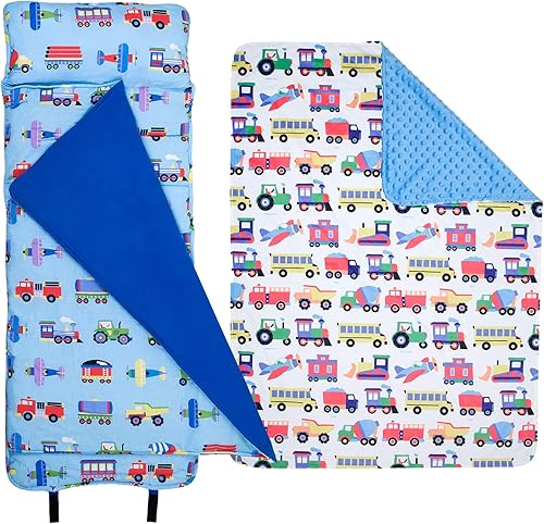 Wildkin Paquete de manta de felpa con alfombrilla original para siesta (trenes, aviones y camiones)