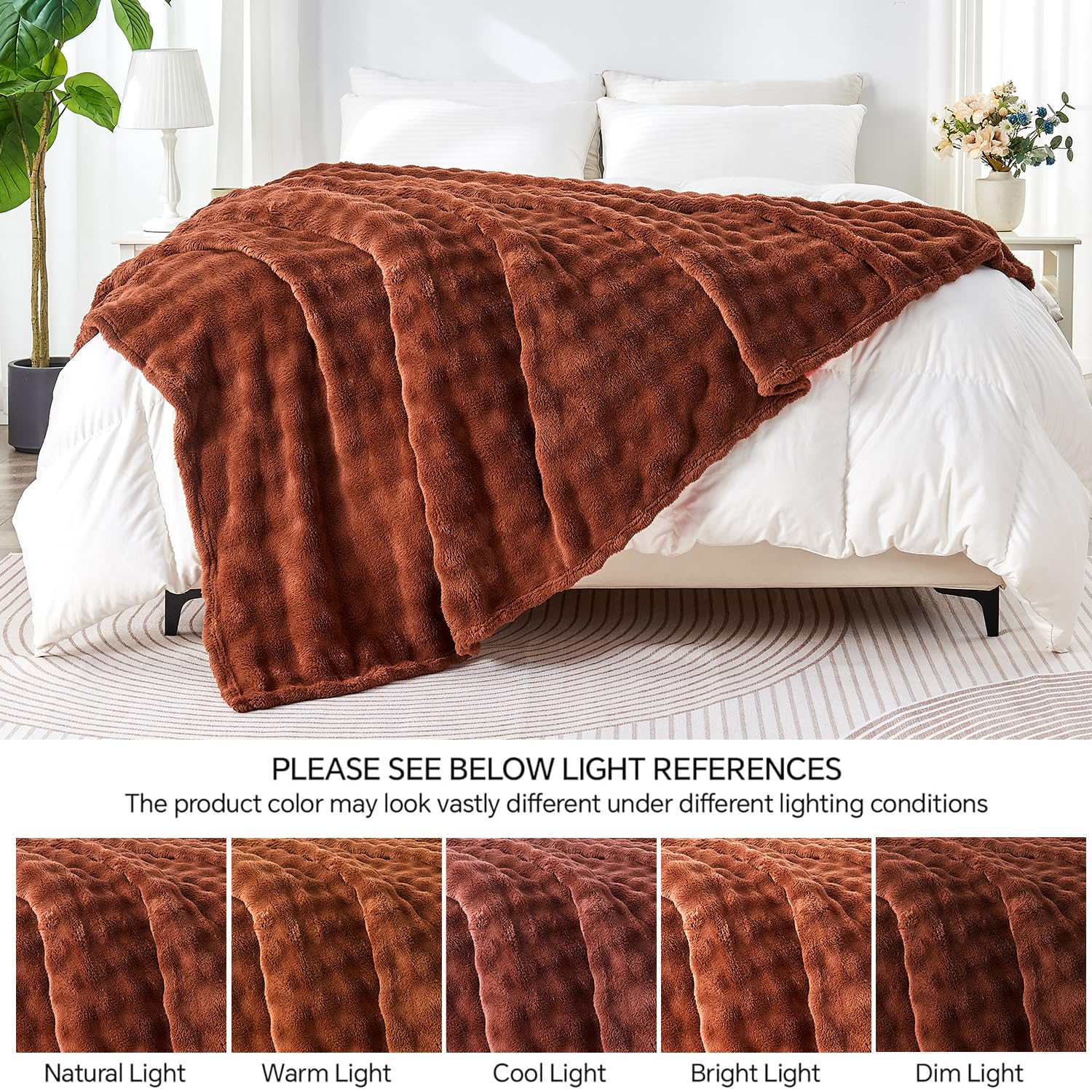 Wajade Fleece Throw Blanket Bubble Faux Fur Fluffy Bed Blanket Super Cosy Warm Large Blanket for Bed Sofa Car Coffee 127x153CM - Image 4