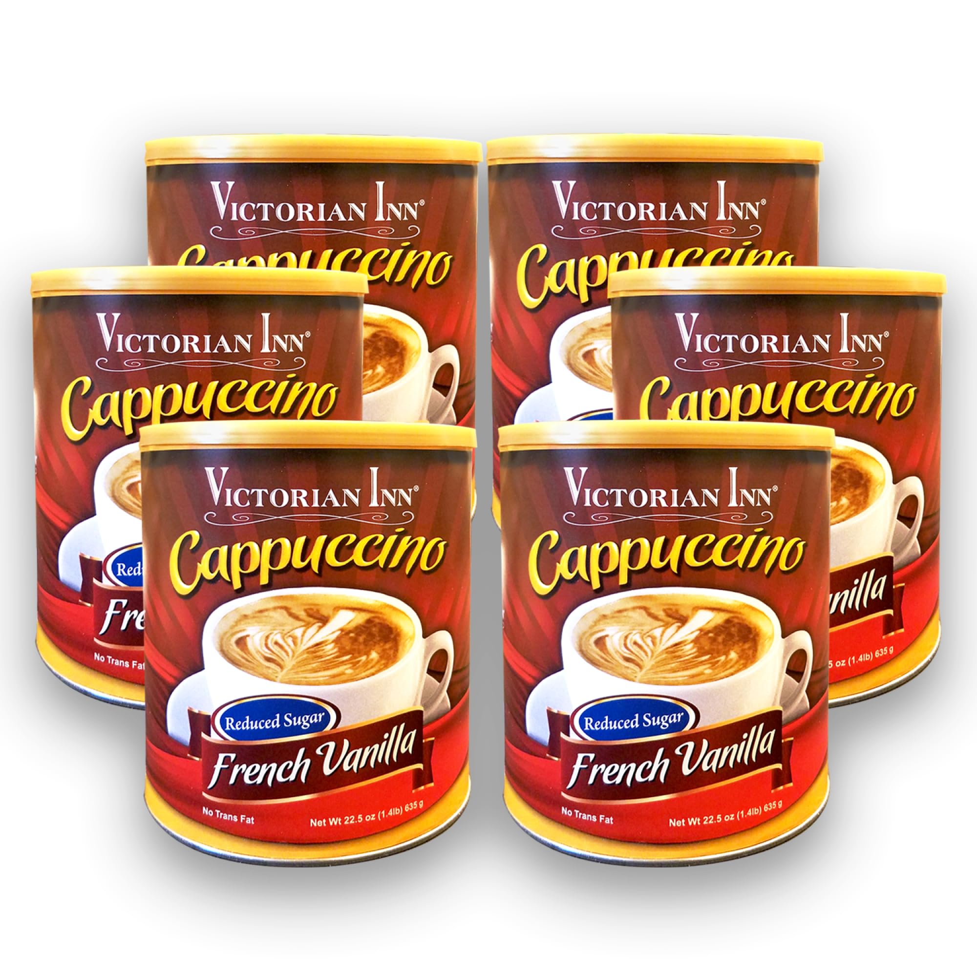 Victorian Inn Instant Cappuccino - French Vanilla - Reduced Sugar - Creamy Delightful Coffee Mix - Great Hot