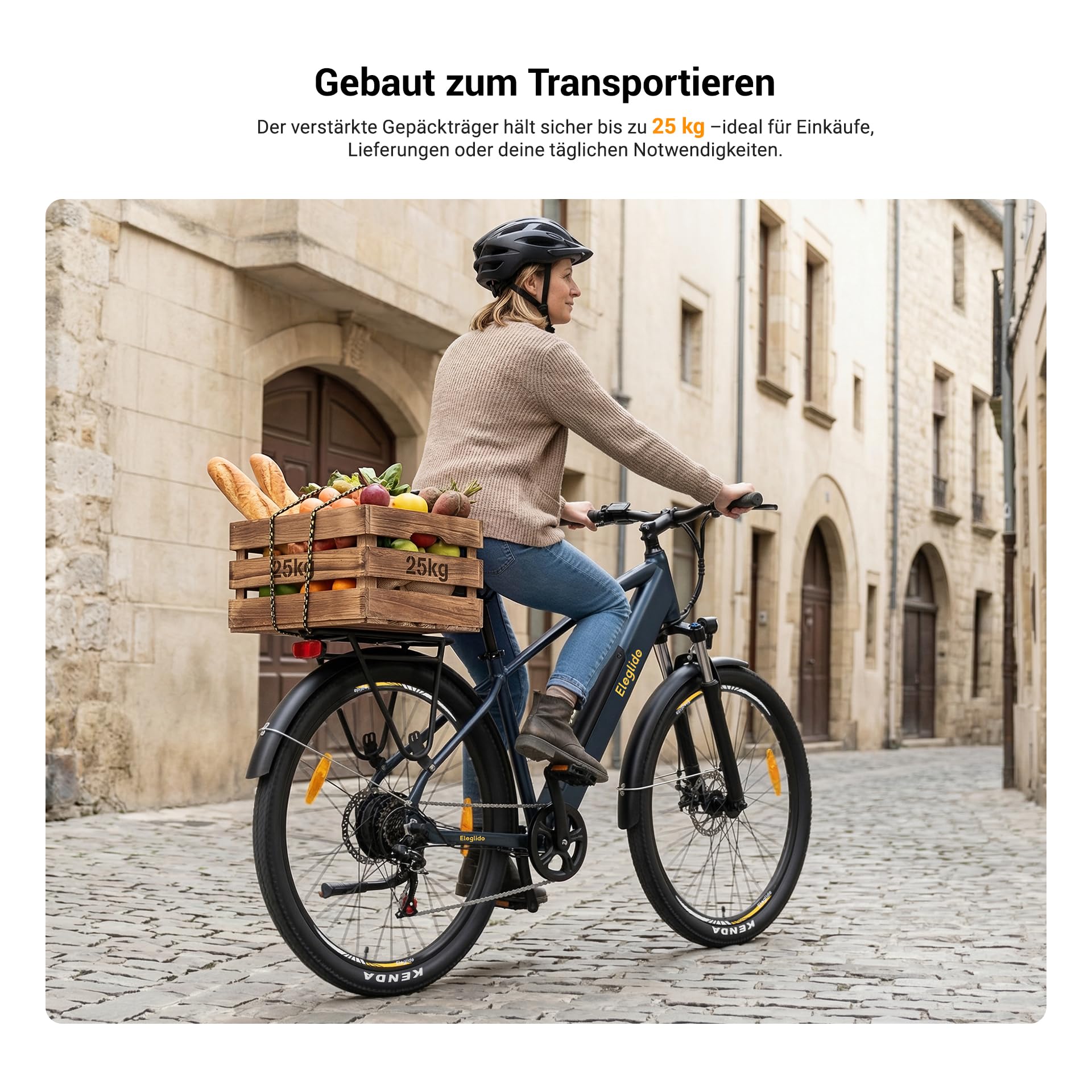 Eleglide E-Bike, T1 Elektrofahrrad 27.5'' Trekking E-Cityrad mit 13Ah Akku, 100KM Lang Range, 250W Motor, 7 Gäng E-Mountainbike für Damen und Herren, Doppelscheibenbremsen