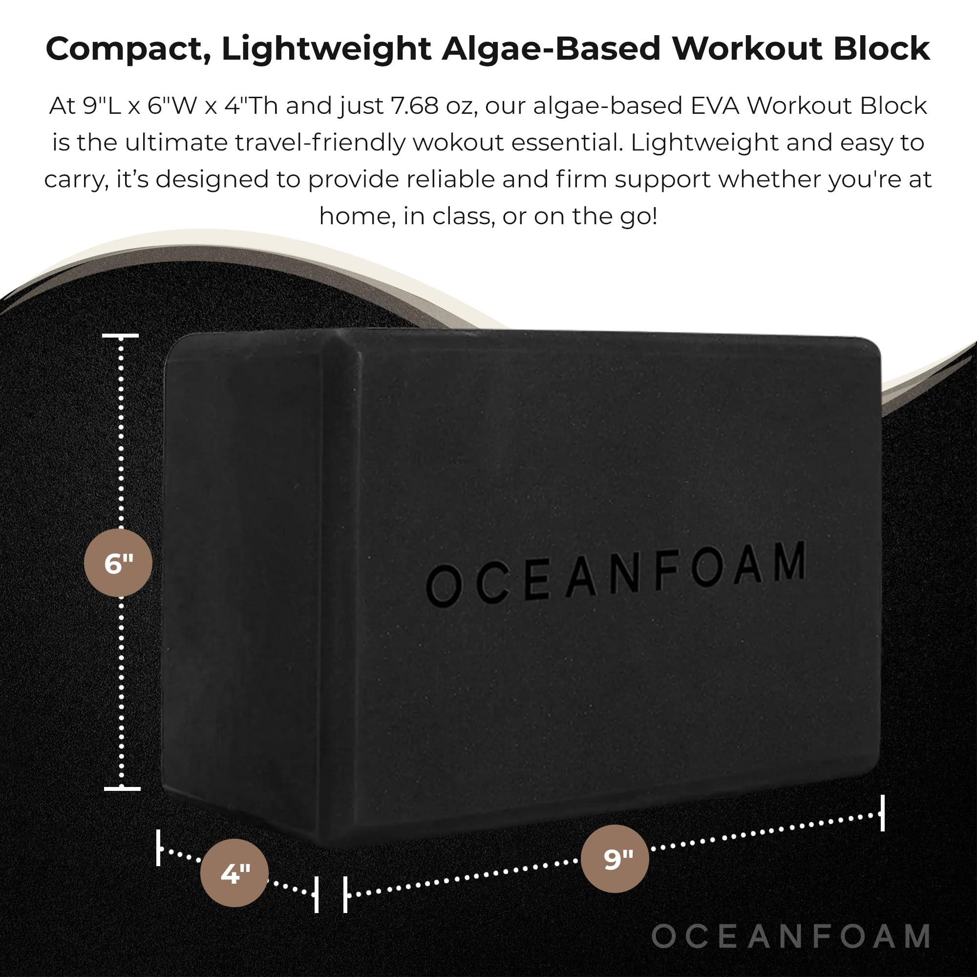 Oceanfoam Trainingsblock – Übungsblock aus hochdichtem Schaumstoff, leicht, rutschfest für Stabilität und Unterstützung bei Pilates, Yoga, Stretching und mehr – EVA-Schaum auf Algenbasis
