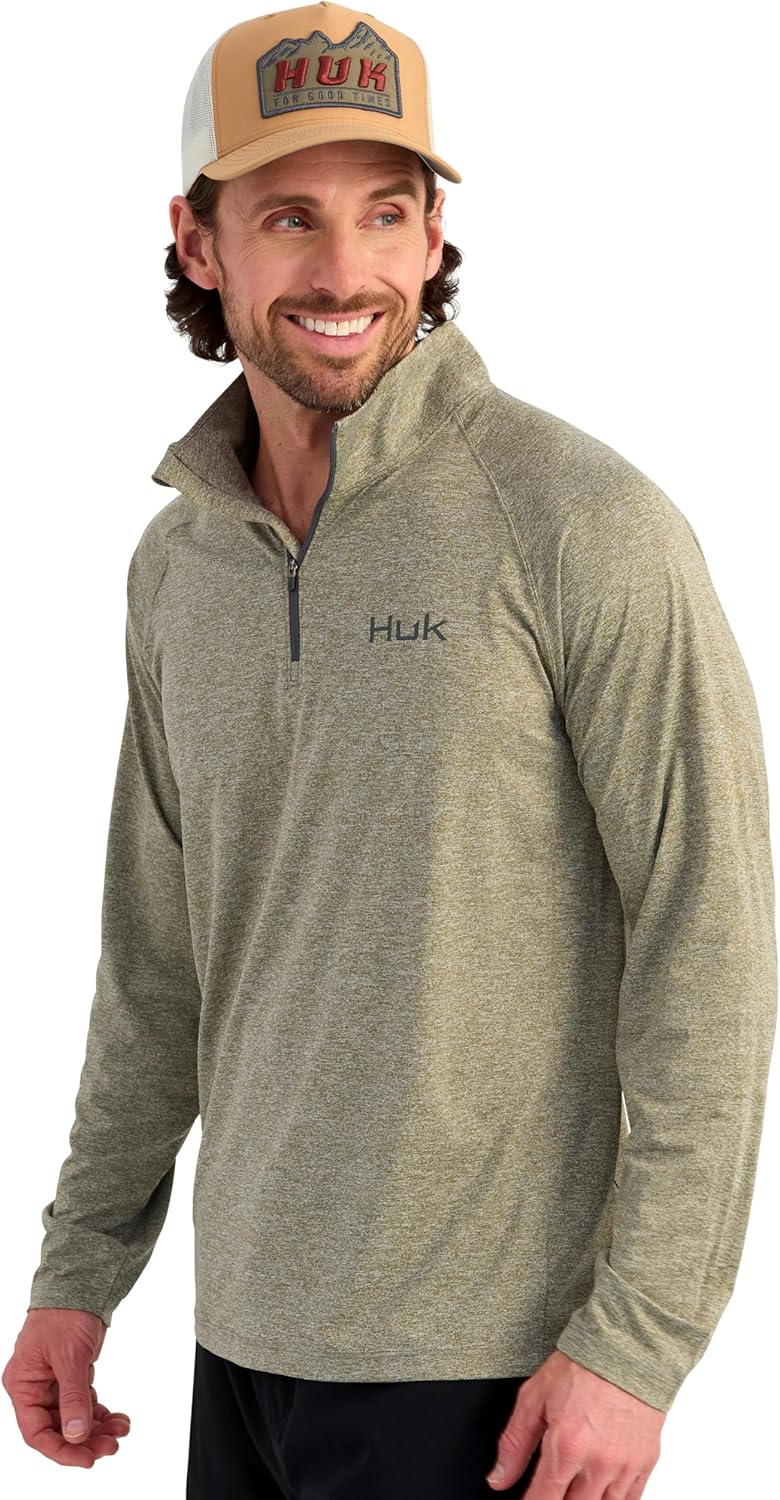 HUK mens Airweight 1/4 Zip, Lightweight Performance Long Sleeve Pullover With Upf Sun Protection