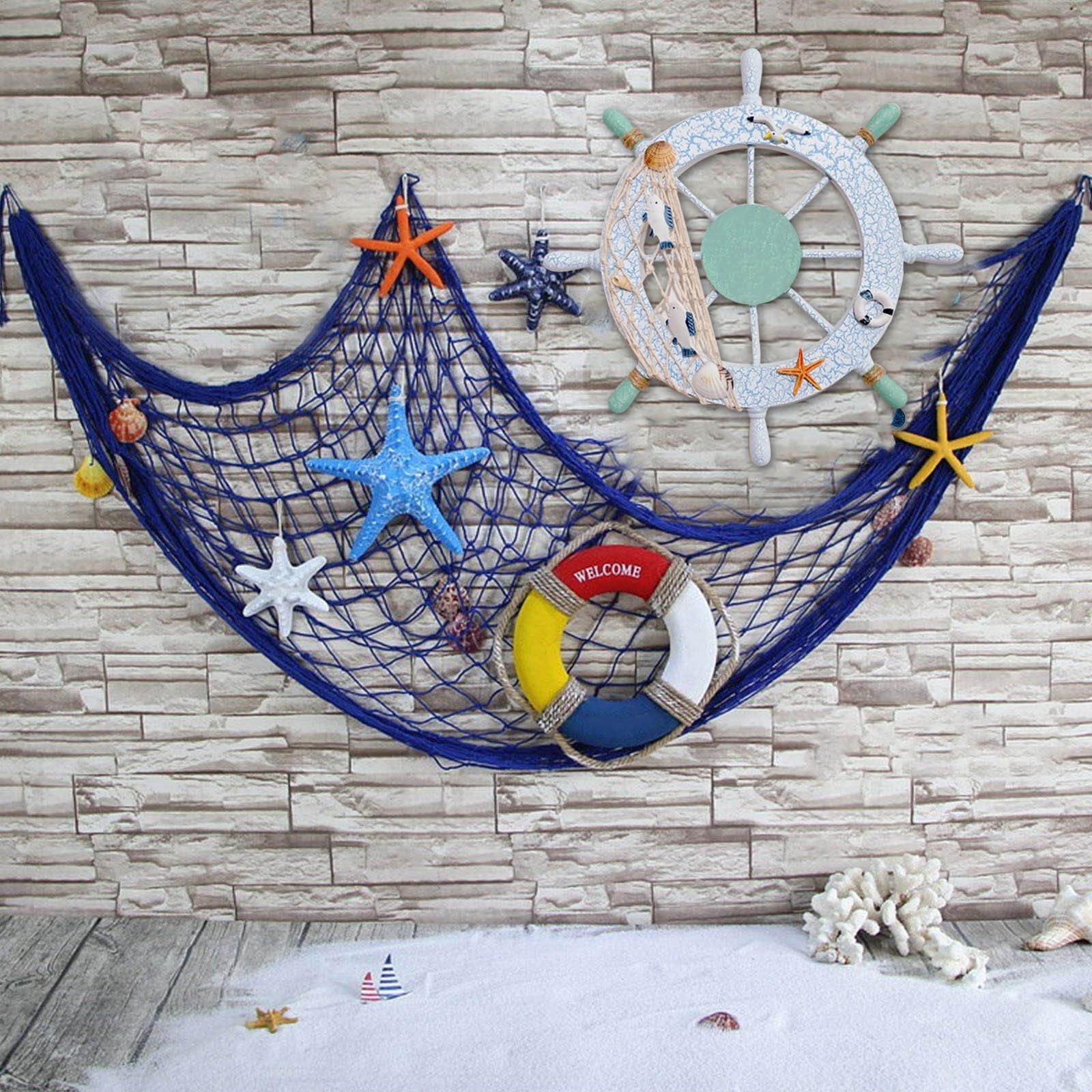 Wheel Beach Nautical Fishing Bathroom Ocean Theme Coastal House RoomSteering Home Net Boat Madera 062728