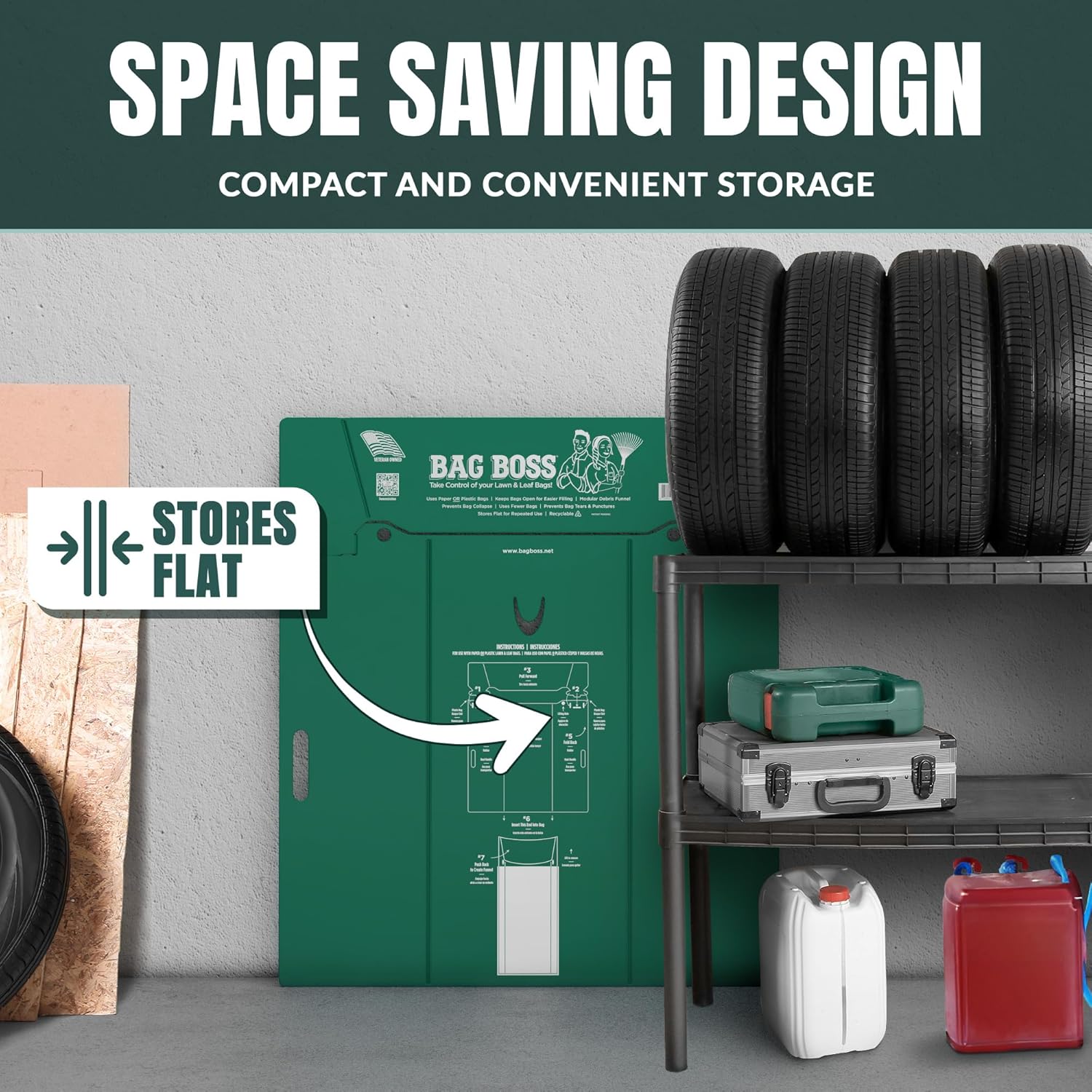 Lawn & Leaf Bag Holder, Leaf Scoop & Chute, Foldable Yard Trash Bag Stand, Heavy Duty – Fits 30 Gallon Paper and 33–55 Gallon Plastic, Lawn & Yard Clean Up, Gardening, Camping, Parties