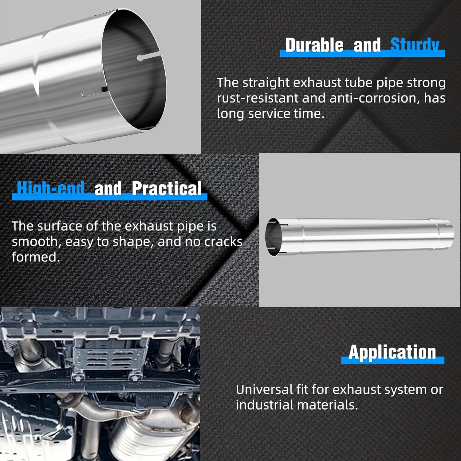 5 Inch Exhaust Pipe, 5'' Stainless Steel Straight Exhaust Pipe, 30" Length 5'' Muffler Replacement Pipe