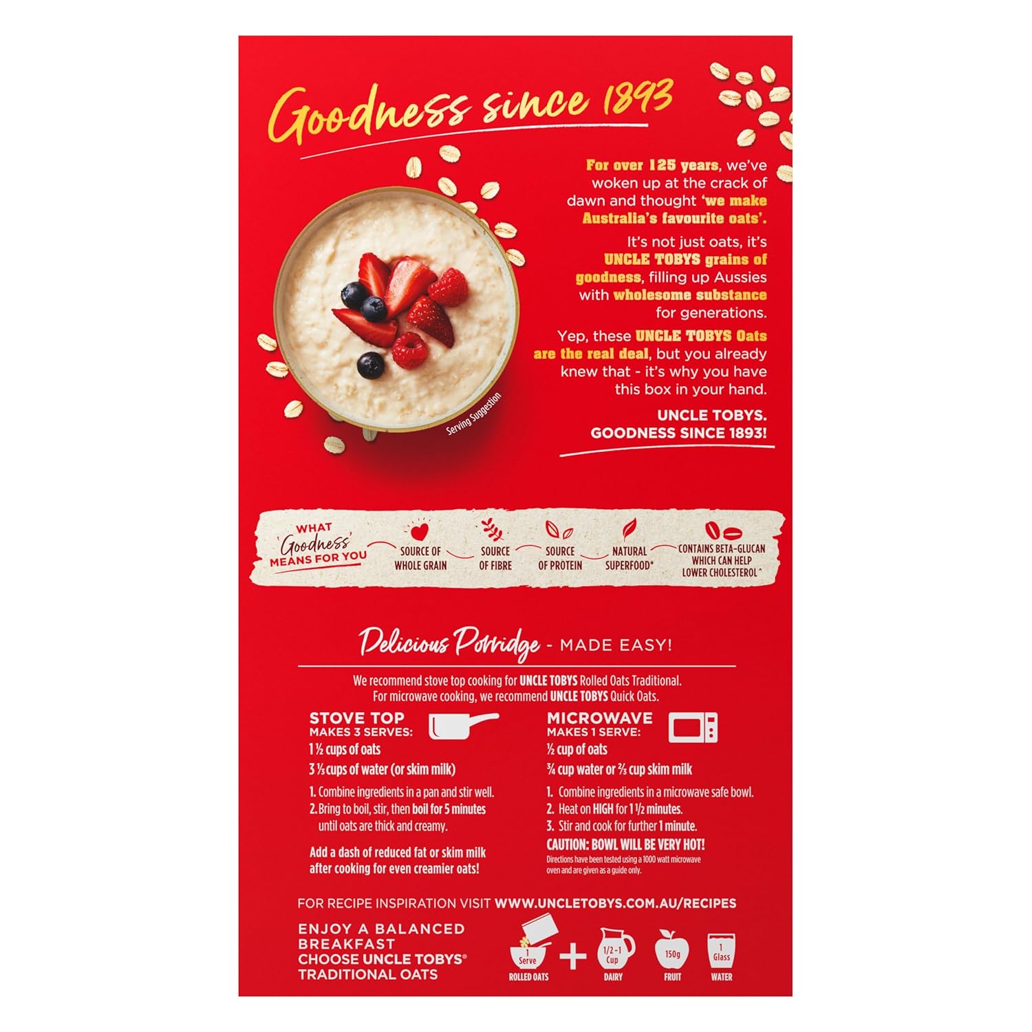 Uncle Tobys Traditional Oats 500g.