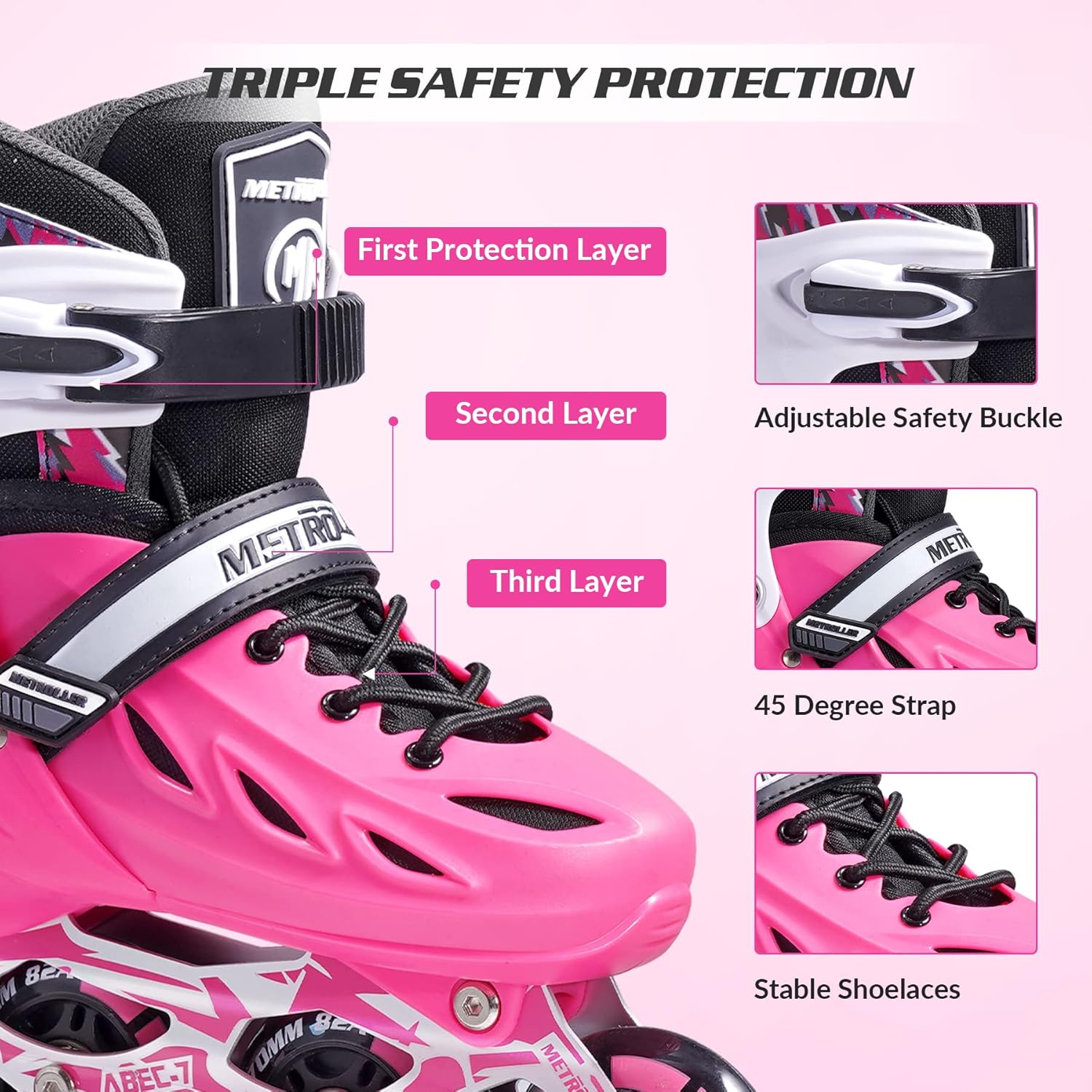 METROLLER Large Inline Skates with Protective Gear Set