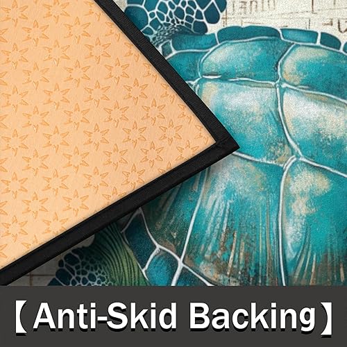 Miniatura 6 de Tapete semicircular con mapa retro de tortuga para entrada interior náutica, antideslizante, semicírculo, tapete para puerta de baño al aire libre,