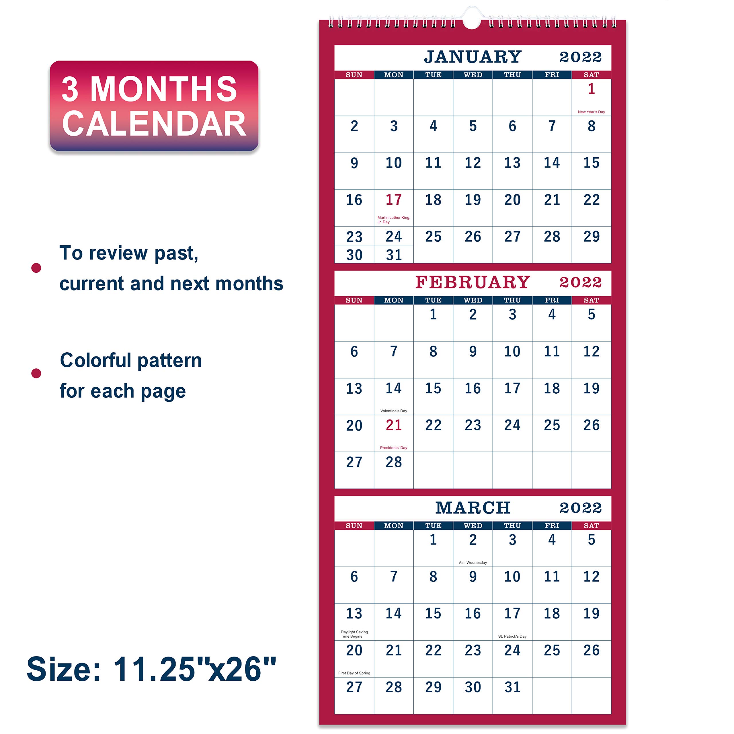 Buy 20212022 Wall Calendar 3 Month Display Vertical Calendar, July