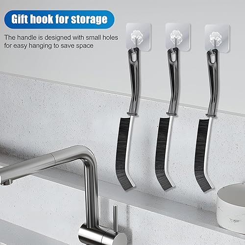 Miniatura 4 de Cepillo de limpieza de hendiduras, cepillo de limpieza de grietas de cerdas duras, herramienta de cepillo de limpieza de huecos de baño, cepillo de