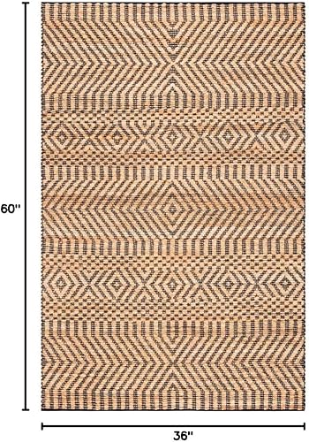 Miniatura 10 de SAFAVIEH Kilim Collection - Alfombra de área de 9 x 12 pies, natural y negro, yute bohemio hecho a mano, ideal para zonas de alto tráfico en sala de