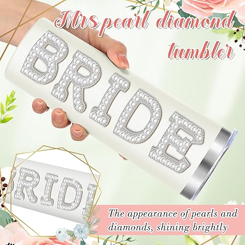 Miniatura 9 de Zhehao Vasos de acero inoxidable de 20 onzas con tapa y pajita, para novia, regalos para novia, despedida de soltera, fiesta de compromiso