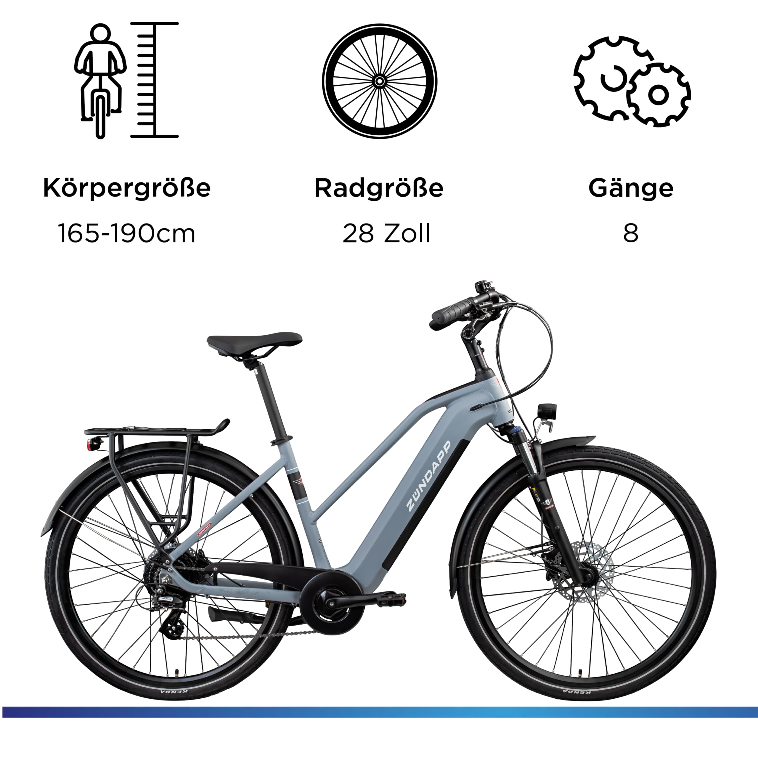 ZÜNDAPP Ebike Damen 28 Zoll Trekkingfahrrad | E Bike 8 Gänge 165-190 cm Elektro Fahrrad | E-Bike Elektrofahrrad mit hydraulischen Scheibenbremsen | Z810