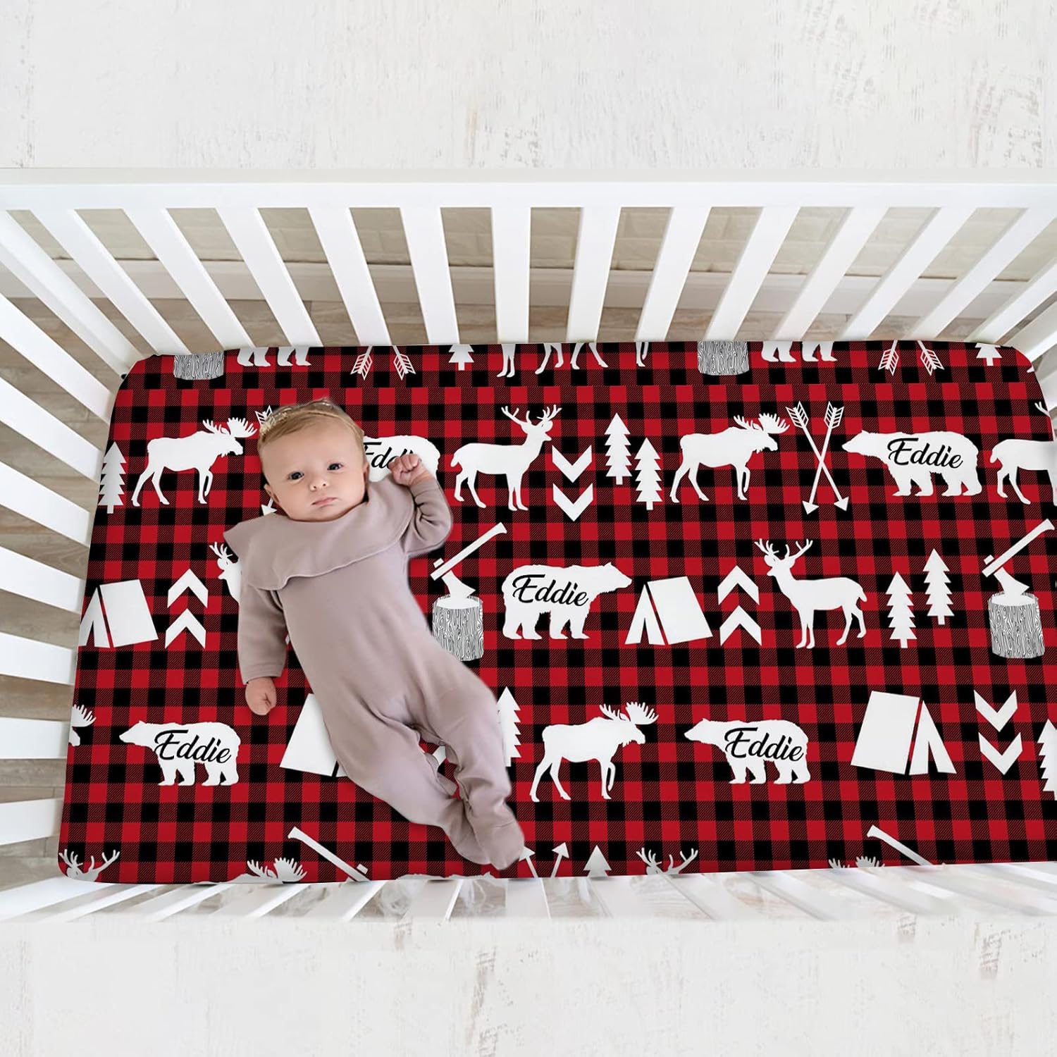 Elephant Pink Baby Crib Sheet, Personalized Fitted Bedding With Name, Custom Dirt Bike Mattress Sheets for Baby Girls, Pack and Play, Mini Crib | Name Sheets