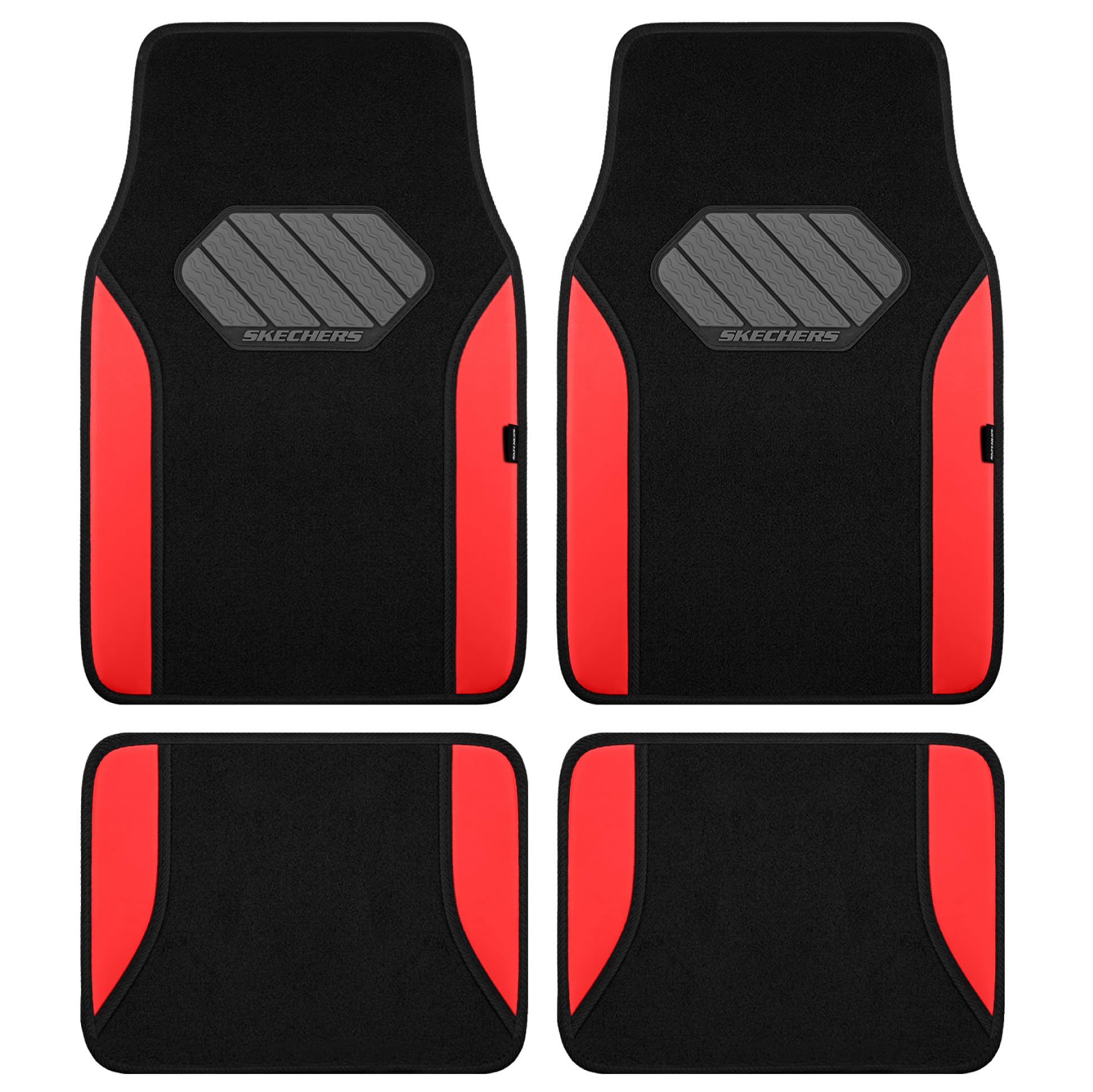 Skechers Car Floor Mats,Waterproof Universal Fit Faux Leather Car Mats,Floor Mats for Cars with Anti-Slip Heel Pad,Fit for SUVs,Vans,Sedans,Trucks,Red