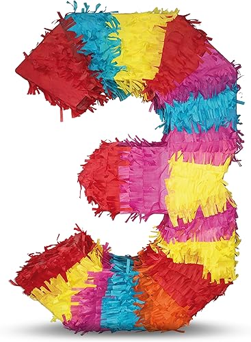 Party Factory Piñata con números 0-9 para niños de cumpleaños de 16.5 x 13.7 x 3.1 pulgadas, decoración de cumpleaños (3)