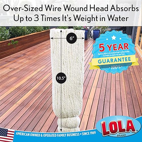 Miniatura 2 de LOLA Trapeador húmedo de hilo de algodón de 12 onzas con cabeza de alambre enrollado, absorbe 4 veces su peso en agua, limpieza de suelos duradera y
