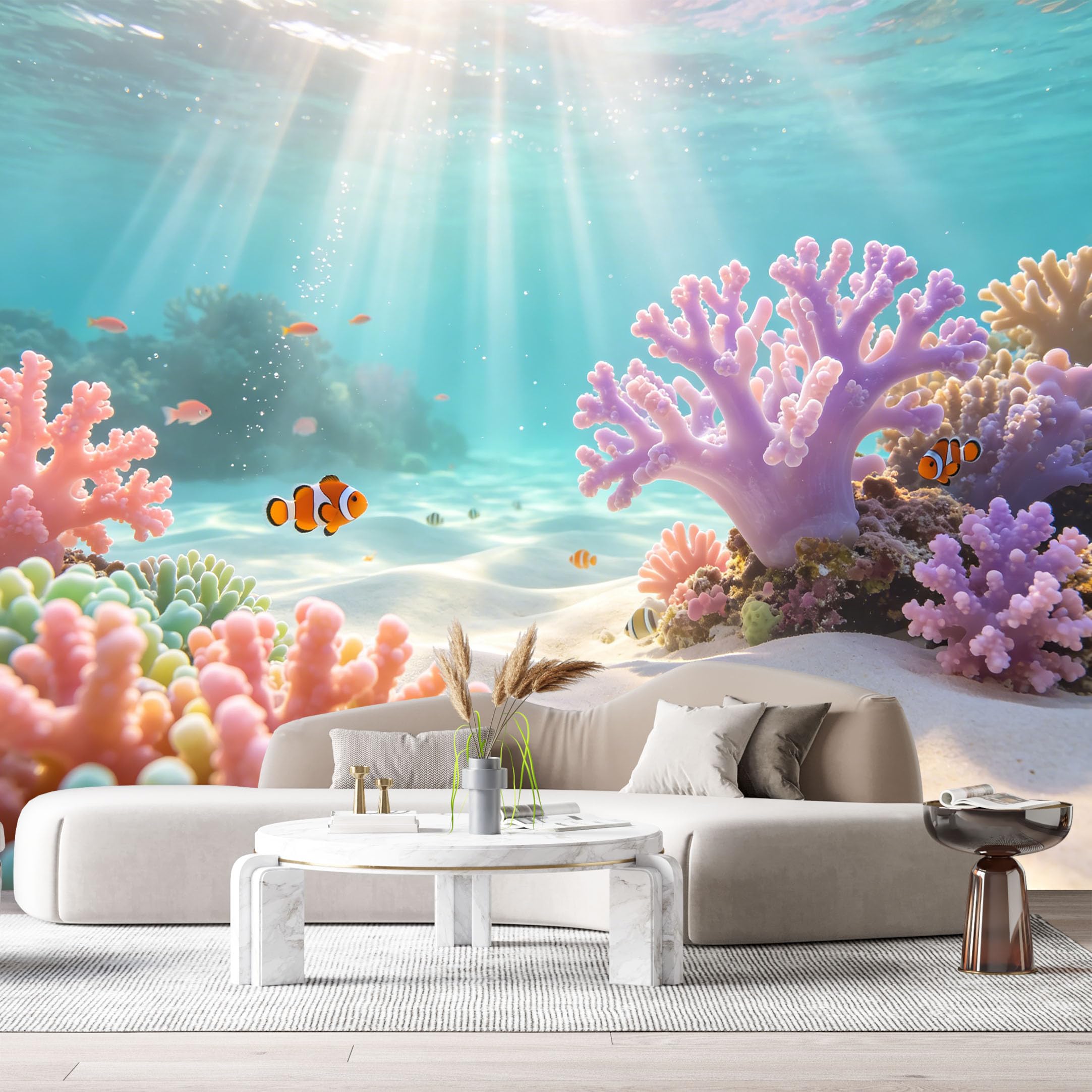 Custom Size Wall Murals Ocean Marine Tropical Coral Reef Underwater 3D SelfAdhesiveWall Fabric Removable Wallpaper Wall Decor for Living Room Bedroom Bathroom